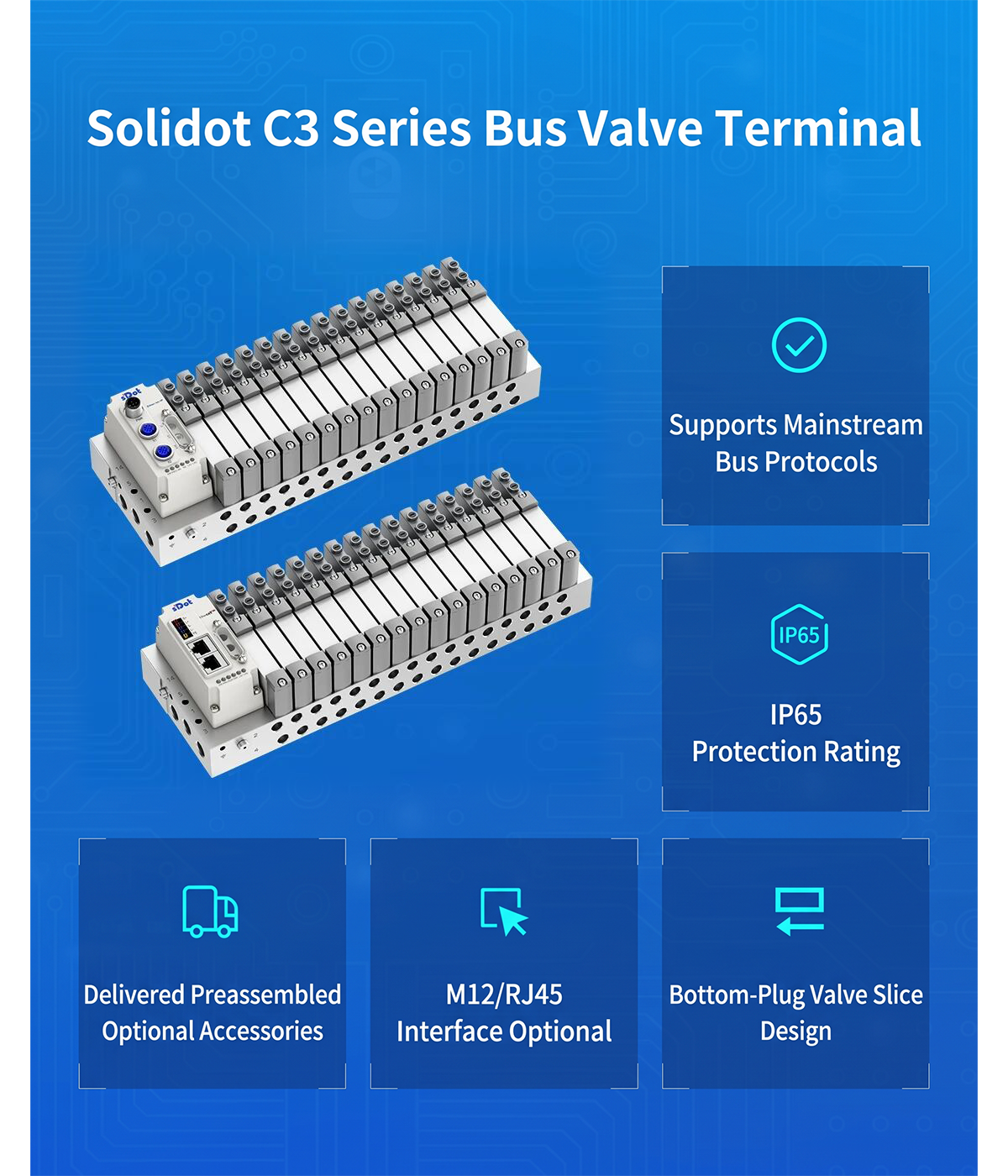 Application of Solidot C3 Series Valve terminal in a power Battery Case Production line